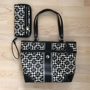 Coach coated canvas handbag and wallet
